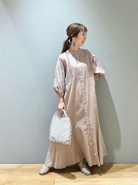 「green label relaxing（グリーンレーベルリラクシング）のアイテム（リング）」を使った、藤田（fujita）さん（レディース・157cm）の春コーディネート