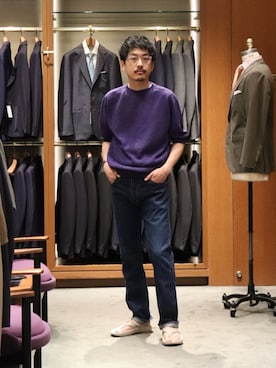 「SCYE BASICS（サイベーシックス）のアイテム」を使った、HORIKAWA HARUKIさん（メンズ・173cm）の春コーディネート