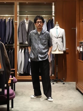 「united arrows」｜「アイテム（スラックス）」を使った、HORIKAWA HARUKIさん（メンズ・173cm）の夏コーディネート