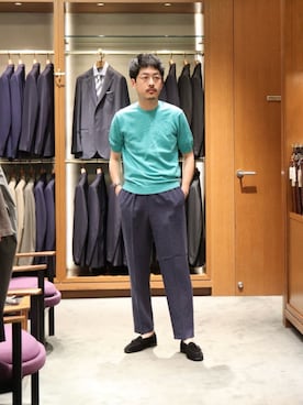 「UNITED ARROWS（ユナイテッドアローズ）のアイテム（スリッポン）」を使った、HORIKAWA HARUKIさん（メンズ・173cm）の夏コーディネート