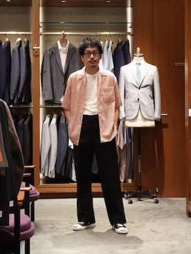 「united arrows」｜「アイテム（スラックス）」を使った、HORIKAWA HARUKIさん（メンズ・173cm）の夏コーディネート