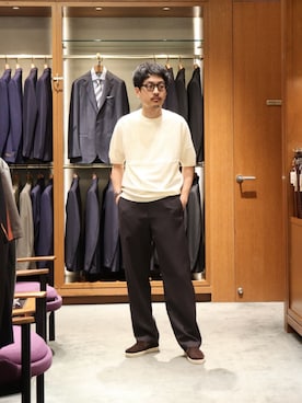 「UNITED ARROWS（ユナイテッドアローズ）のアイテム（スリッポン）」を使った、HORIKAWA HARUKIさん（メンズ・173cm）の夏コーディネート