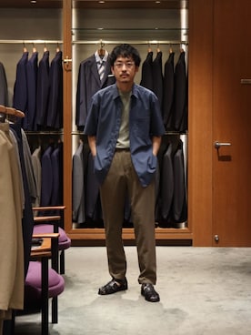 「Paraboot（パラブーツ）のアイテム（サンダル）」を使った、HORIKAWA HARUKIさん（メンズ・173cm）の夏コーディネート