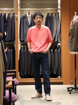 「SCYE BASICS（サイベーシックス）のアイテム」を使った、HORIKAWA HARUKIさん（メンズ・173cm）の春コーディネート