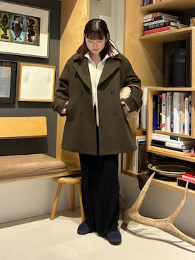 「アイテム（ピーコート）」を使った、Nachikaさん（レディース・158cm）の秋コーディネート