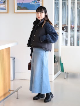 「Lee（リー）のアイテム（デニムスカート）」を使った、Nachikaさん（レディース・158cm）の夏コーディネート