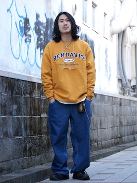 「BEN DAVIS（ベンデイビス）のアイテム（トップス）」を使った、マッスルさん（メンズ・169cm）の冬コーディネート