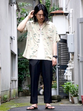 「BACK NUMBER（バックナンバー）のアイテム（スラックス）」を使った、マッスルさん（メンズ・169cm）の夏コーディネート
