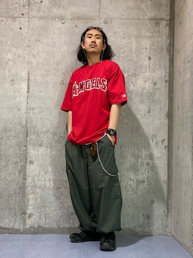 「アイテム（Tシャツ/カットソー）」を使った、マッスルさん（メンズ・169cm）の春コーディネート