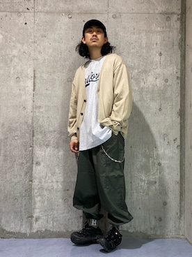 「アイテム（Tシャツ/カットソー）」を使った、マッスルさん（メンズ・169cm）の春コーディネート