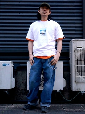 「CAMP7（キャンプセブン）のアイテム（トップス）」を使った、マッスルさん（メンズ・169cm）の夏コーディネート