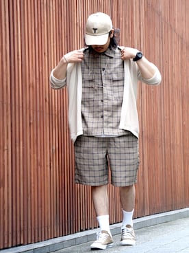 「BACK NUMBER（バックナンバー）のアイテム（キャップ）」を使った、マッスルさん（メンズ・169cm）の夏コーディネート