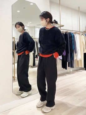 「Omekashi（オメカシ）のアイテム（Tシャツ/カットソー）」を使った、riko ishikawaさん（レディース・158cm）の秋コーディネート