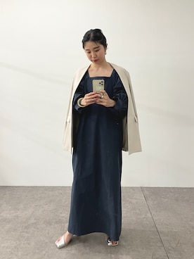 「アイテム（ノーカラージャケット、ブラック系）」を使った、riko ishikawaさん（レディース・158cm）の冬コーディネート