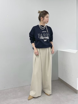 「ラップパンツ」｜「アイテム（スラックス）」を使った、riko ishikawaさん（レディース・158cm）の冬コーディネート