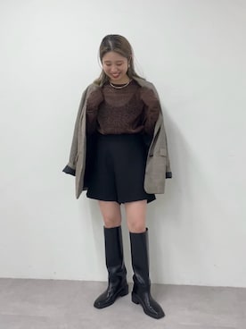 「Omekashi（オメカシ）のアイテム（ジャケット/アウター）」を使った、riko ishikawaさん（レディース・158cm）の秋コーディネート
