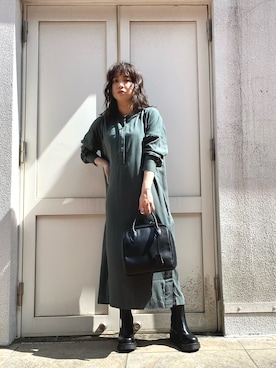 「アイテム（ワンピース/ドレス、グリーン系）」を使った、yukoさん（レディース・147cm）の秋コーディネート