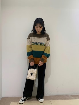 「CONVERSE TOKYO（コンバーストウキョウ）のアイテム（スラックス）」を使った、MIOさん（レディース・157cm）の秋コーディネート