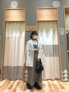 「Samansa Mos2 blue（サマンサモスモスブルー）のアイテム（ノーカラージャケット）」を使った、ともかさん（レディース・150cm）の春コーディネート