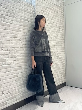 「GALLEST（ギャレスト）のチュールベロアアンサンブル（アンサンブル、グレー系）」を使った、Mikoさん（レディース・157cm）の秋コーディネート