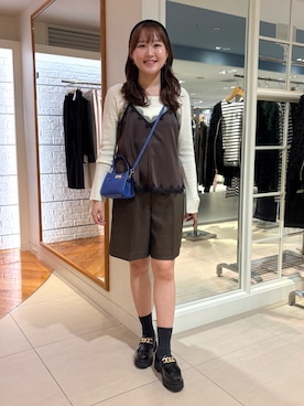 「アイテム（カチューシャ）」を使った、Mihoさん（レディース・159cm）の秋コーディネート