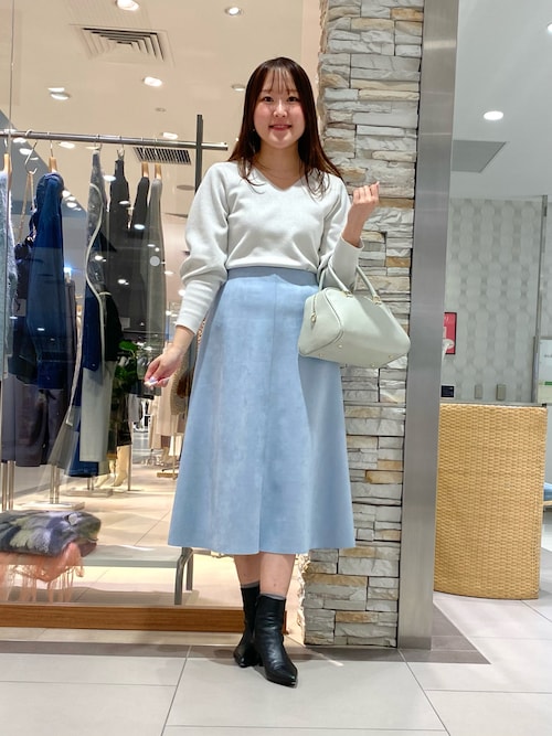 極美品archivio 水色 ポロシャツとフレアーダンボールスカートセット セール】スエードダンボールフレアスカート（スカート）｜NOLLEY'S