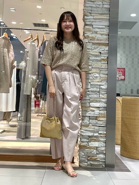 「ワイドテーパードパンツ」｜Mihoさん（レディース・159cm）の夏コーディネート