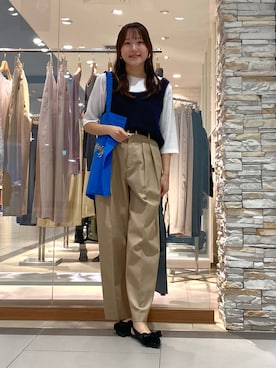 「ワイドテーパードパンツ」｜Mihoさん（レディース・159cm）の秋コーディネート