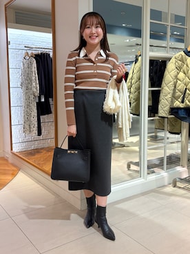 「アイテム（カチューシャ）」を使った、Mihoさん（レディース・159cm）の秋コーディネート