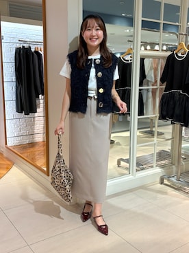 「アイテム（カチューシャ）」を使った、Mihoさん（レディース・159cm）の秋コーディネート