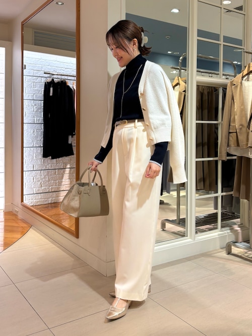 セール】《手洗い可能》3×2リブ配色タートルネック（その他トップス