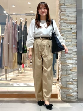 「ワイドテーパードパンツ」｜Mihoさん（レディース・159cm）の秋コーディネート