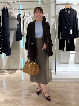 「アイテム（バレッタ/ヘアクリップ）」を使った、Mihoさん（レディース・159cm）の秋コーディネート