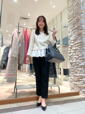 「お仕事スタイル」｜「アイテム（アクセサリー）」を使った、Mihoさん（レディース・159cm）の冬コーディネート