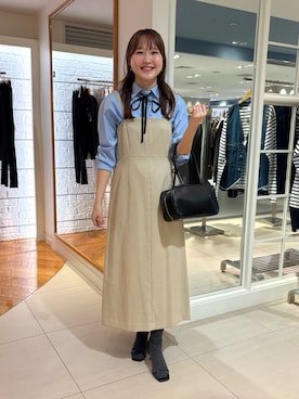 「アイテム（バレッタ/ヘアクリップ）」を使った、Mihoさん（レディース・159cm）の秋コーディネート