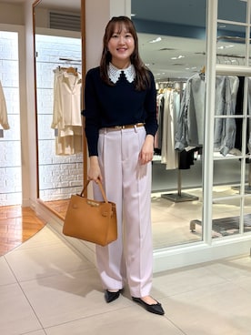 「アイテム（ヘアアクセサリー）」を使った、Mihoさん（レディース・160cm）の秋コーディネート