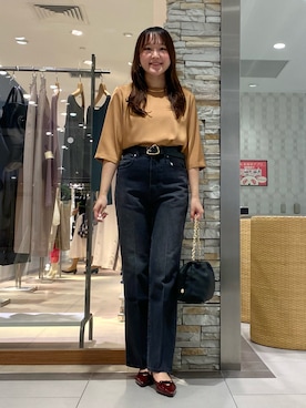 「シンフルコーデ」｜「アイテム（アクセサリー）」を使った、Mihoさん（レディース・159cm）の秋コーディネート