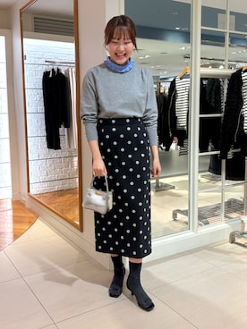 「アイテム（バレッタ/ヘアクリップ）」を使った、Mihoさん（レディース・159cm）の秋コーディネート