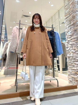 「淡色」｜「アイテム（その他アウター）」を使った、Mihoさん（レディース・159cm）の冬コーディネート