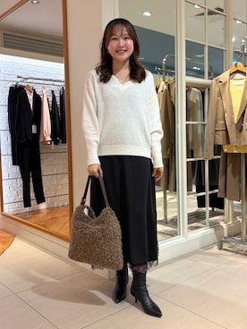 「アイテム（カチューシャ）」を使った、Mihoさん（レディース・160cm）の冬コーディネート