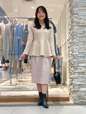 「お仕事スタイル」｜「アイテム（アクセサリー）」を使った、Mihoさん（レディース・159cm）の秋コーディネート
