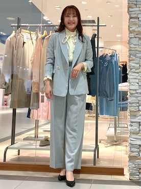 「仕事コーデ」｜「アイテム（ジャケット/アウター）」を使った、Mihoさん（レディース・159cm）の春コーディネート