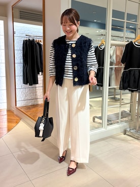「アイテム（バレッタ/ヘアクリップ）」を使った、Mihoさん（レディース・159cm）の秋コーディネート