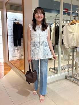 「アイテム（カチューシャ）」を使った、Mihoさん（レディース・159cm）の夏コーディネート