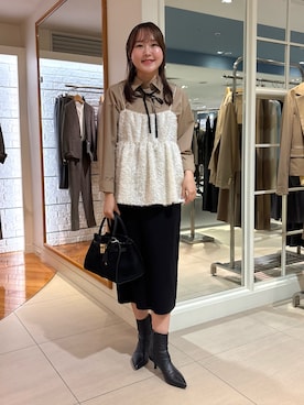 「アイテム（シュシュ）」を使った、Mihoさん（レディース・160cm）の冬コーディネート