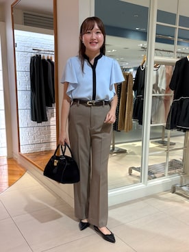 「アイテム（バレッタ/ヘアクリップ）」を使った、Mihoさん（レディース・159cm）の秋コーディネート