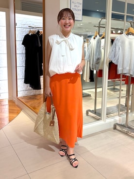 「アイテム（バレッタ/ヘアクリップ）」を使った、Mihoさん（レディース・159cm）の夏コーディネート
