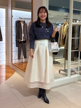 「アイテム（ブローチ/コサージュ）」を使った、Mihoさん（レディース・160cm）の冬コーディネート