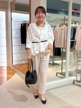 「アイテム（バレッタ/ヘアクリップ）」を使った、Mihoさん（レディース・159cm）の秋コーディネート