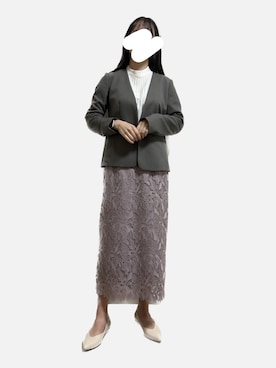 「NATURAL BEAUTY BASIC（ナチュラルビューティーベーシック）のアイテム（ノーカラージャケット）」を使った、からあげさん（レディース・158cm）の春コーディネート